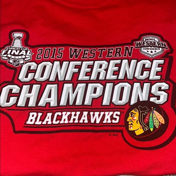 Red Blackhawks Conference Champions T-Shirt 2015 - Picture 2 of 4